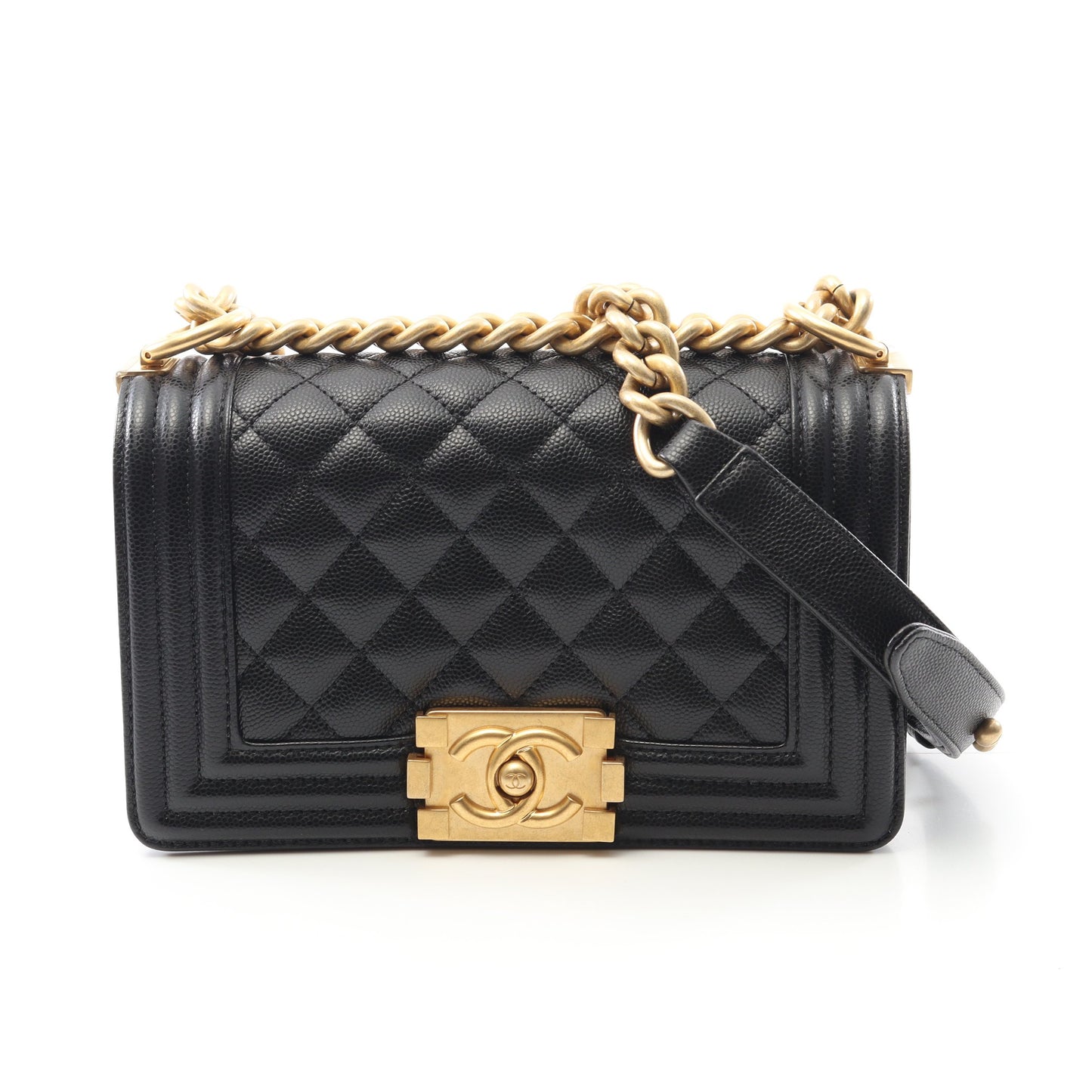 ボーイシャネル スモール チェーンショルダーバッグ キャビアスキン ブラック ゴールド金具 シャネル バッグ CHANEL