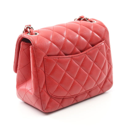 ミニマトラッセ チェーンショルダーバッグ ラムスキン レッド シルバー金具 シャネル バッグ CHANEL