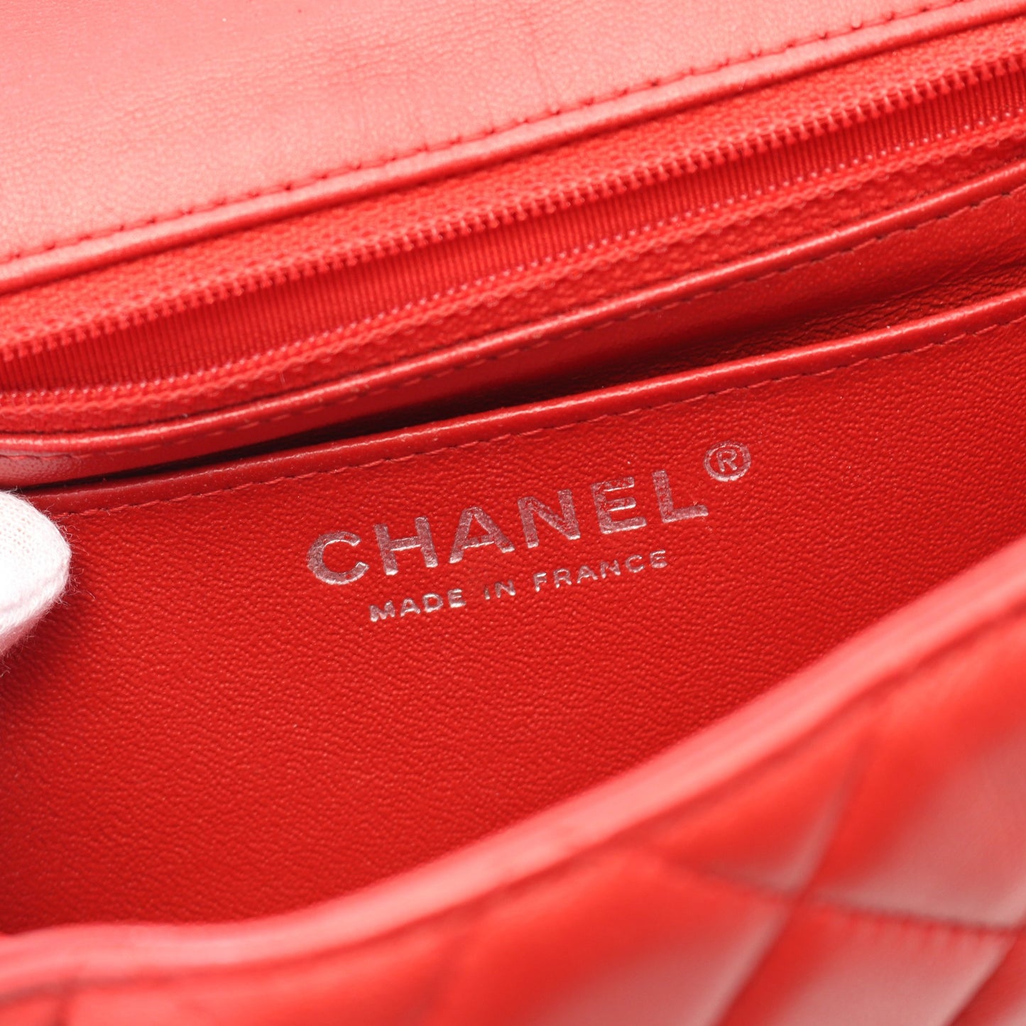 ミニマトラッセ チェーンショルダーバッグ ラムスキン レッド シルバー金具 シャネル バッグ CHANEL