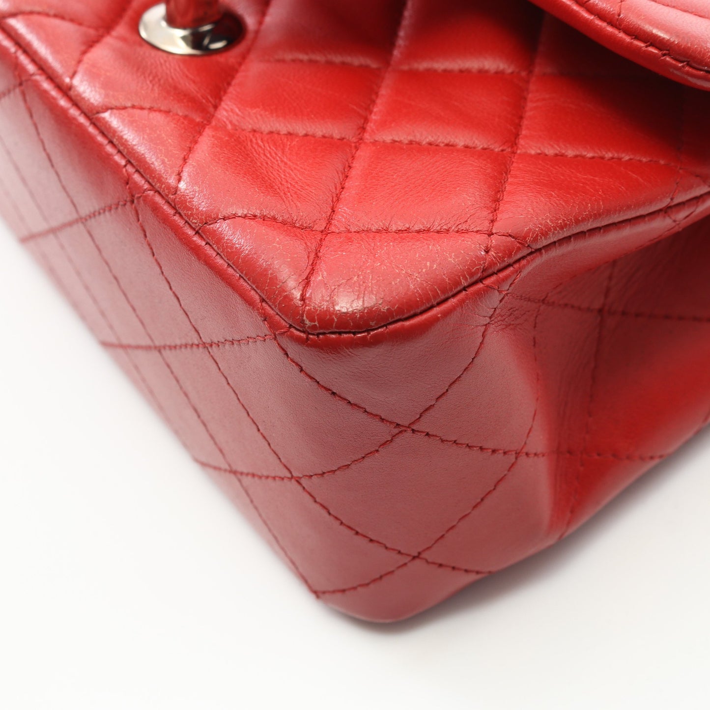 ミニマトラッセ チェーンショルダーバッグ ラムスキン レッド シルバー金具 シャネル バッグ CHANEL