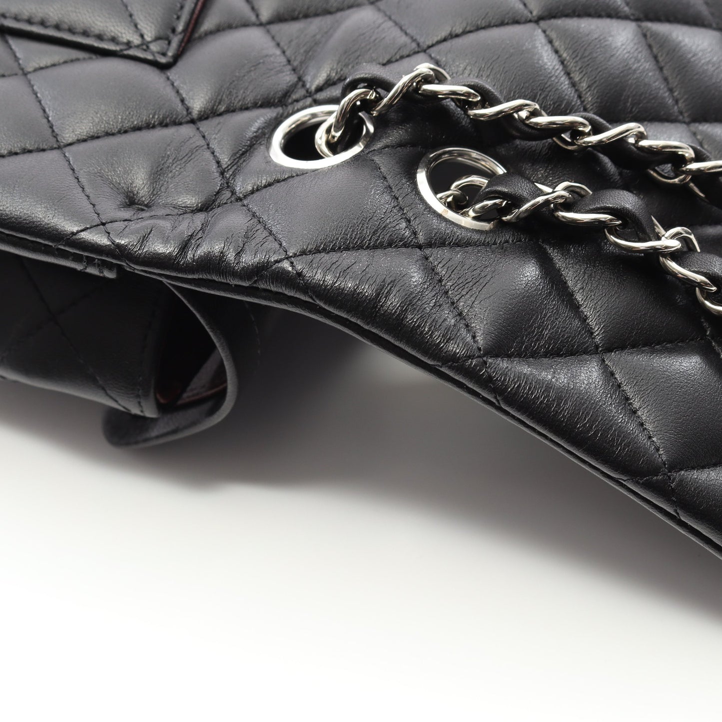 マトラッセ Wフラップ Wチェーンショルダーバッグ ラムスキン ブラック シルバー金具 シャネル バッグ CHANEL
