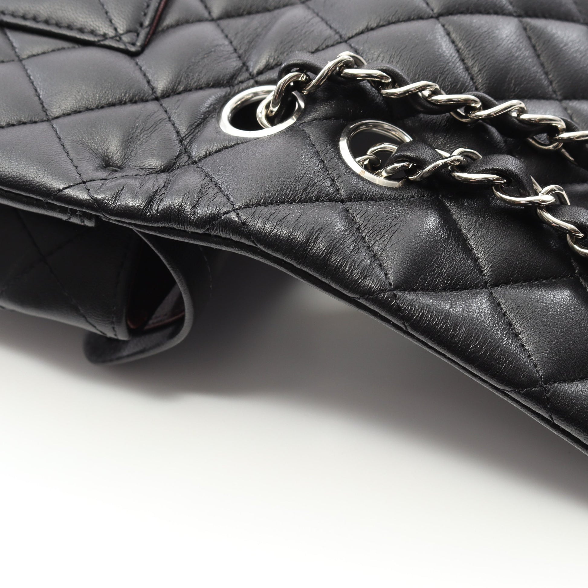 マトラッセ Wフラップ Wチェーンショルダーバッグ ラムスキン ブラック シルバー金具 シャネル バッグ CHANEL