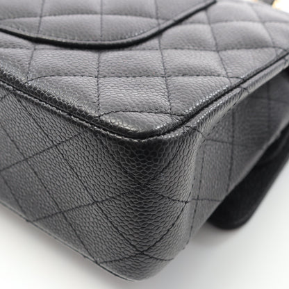 マトラッセ Wフラップ Wチェーンショルダーバッグ キャビアスキン ブラック ゴールド金具 シャネル バッグ CHANEL