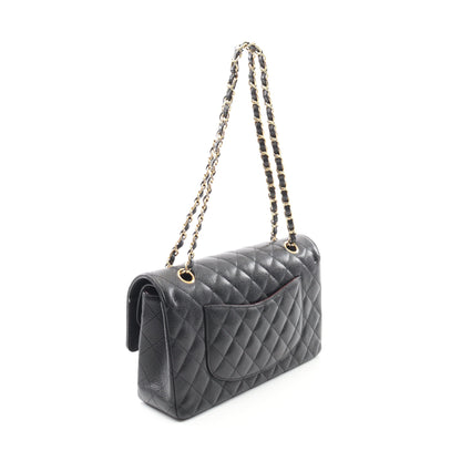 マトラッセ Wフラップ Wチェーンショルダーバッグ キャビアスキン ブラック ゴールド金具 シャネル バッグ CHANEL