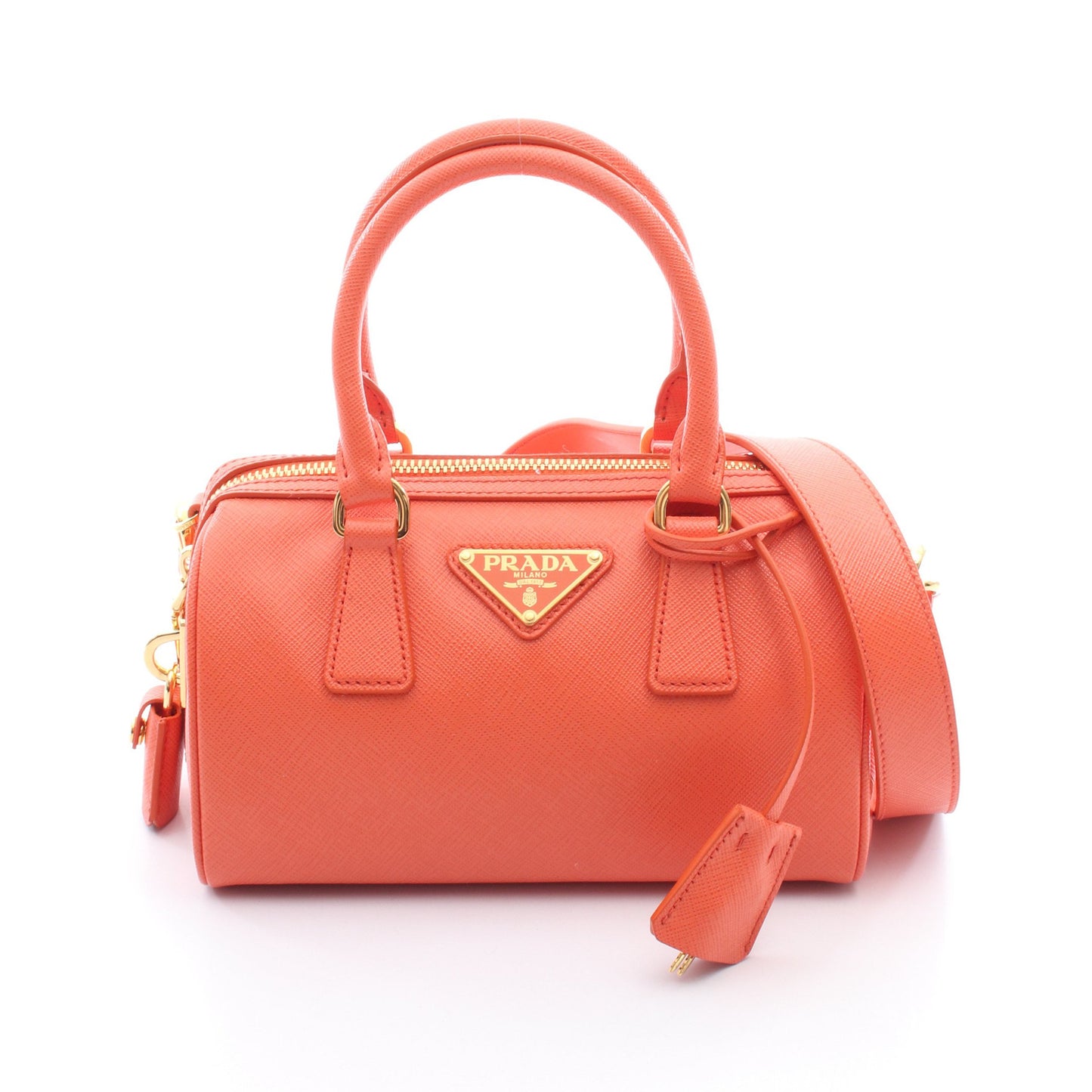 SAFFIANO LUX ハンドバッグ サフィアーノレザー オレンジ 2WAY プラダ 