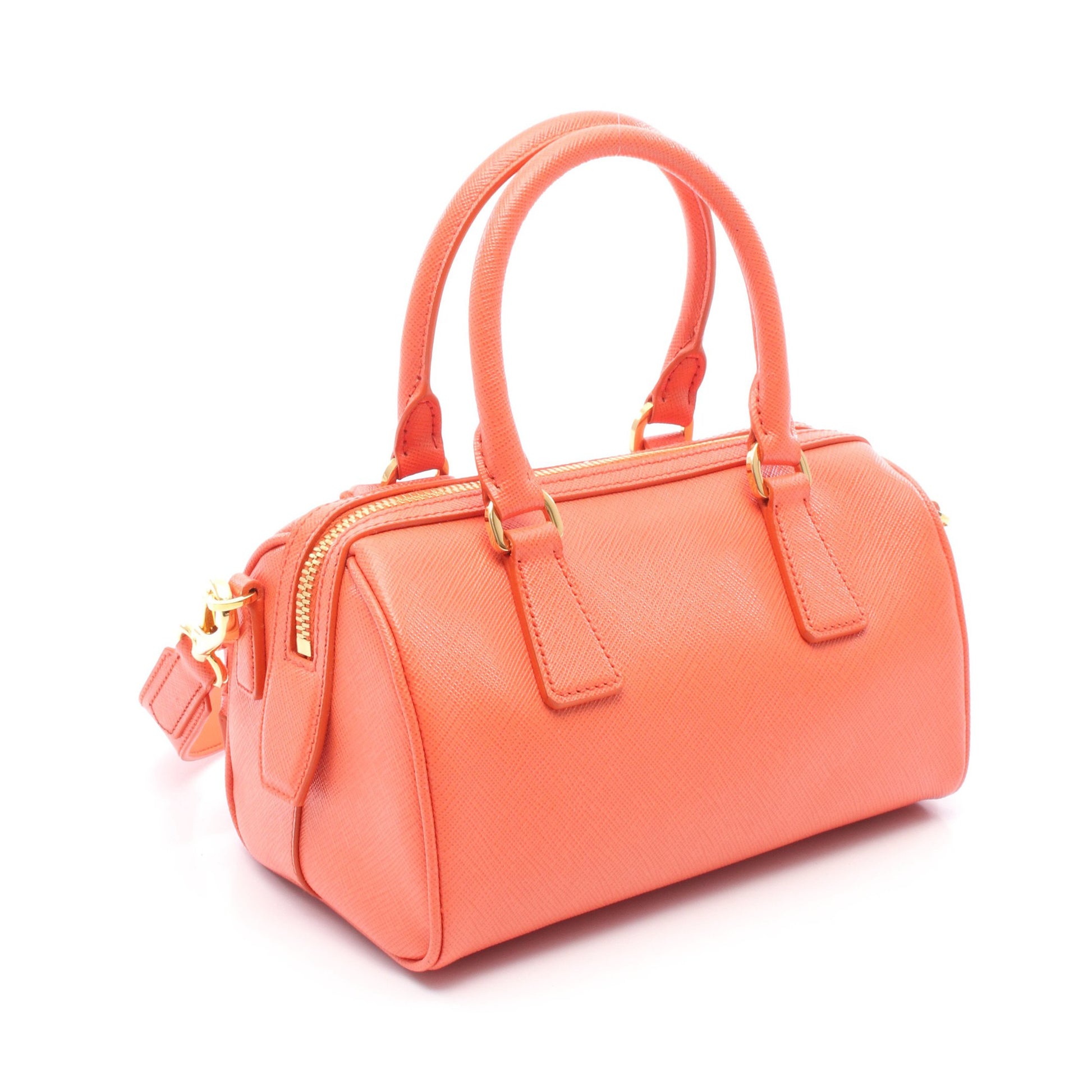 SAFFIANO LUX ハンドバッグ サフィアーノレザー オレンジ 2WAY プラダ 