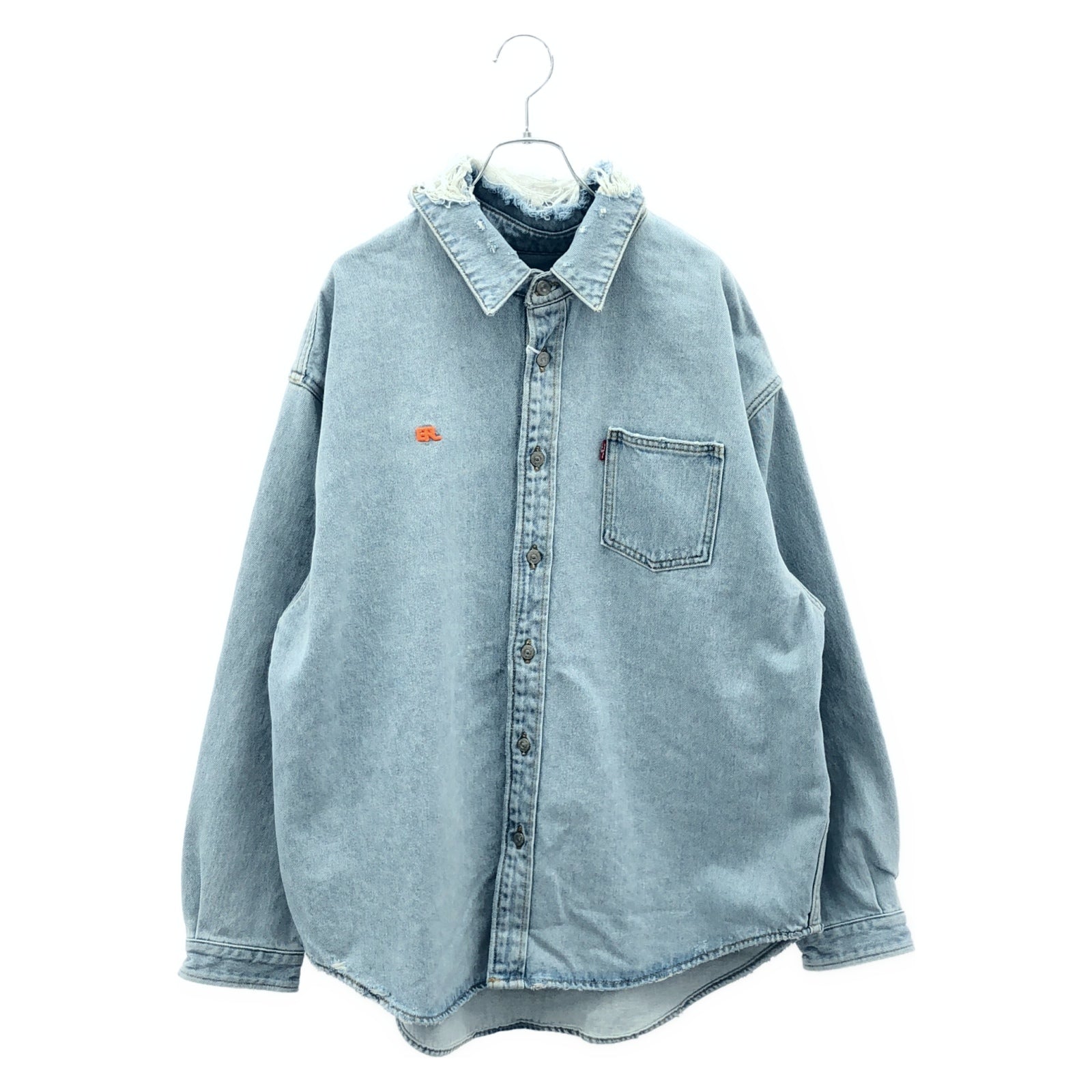 Levi's ダメージ加工 デニム シャツ ライトブルー シャツ コットン