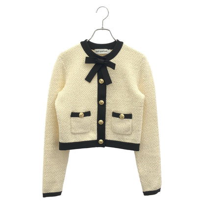 Bow cardigan ジャケット ホワイト ブラック ジャケット コットン ホワイト セルフポートレイト アウター SELFPORTRAIT