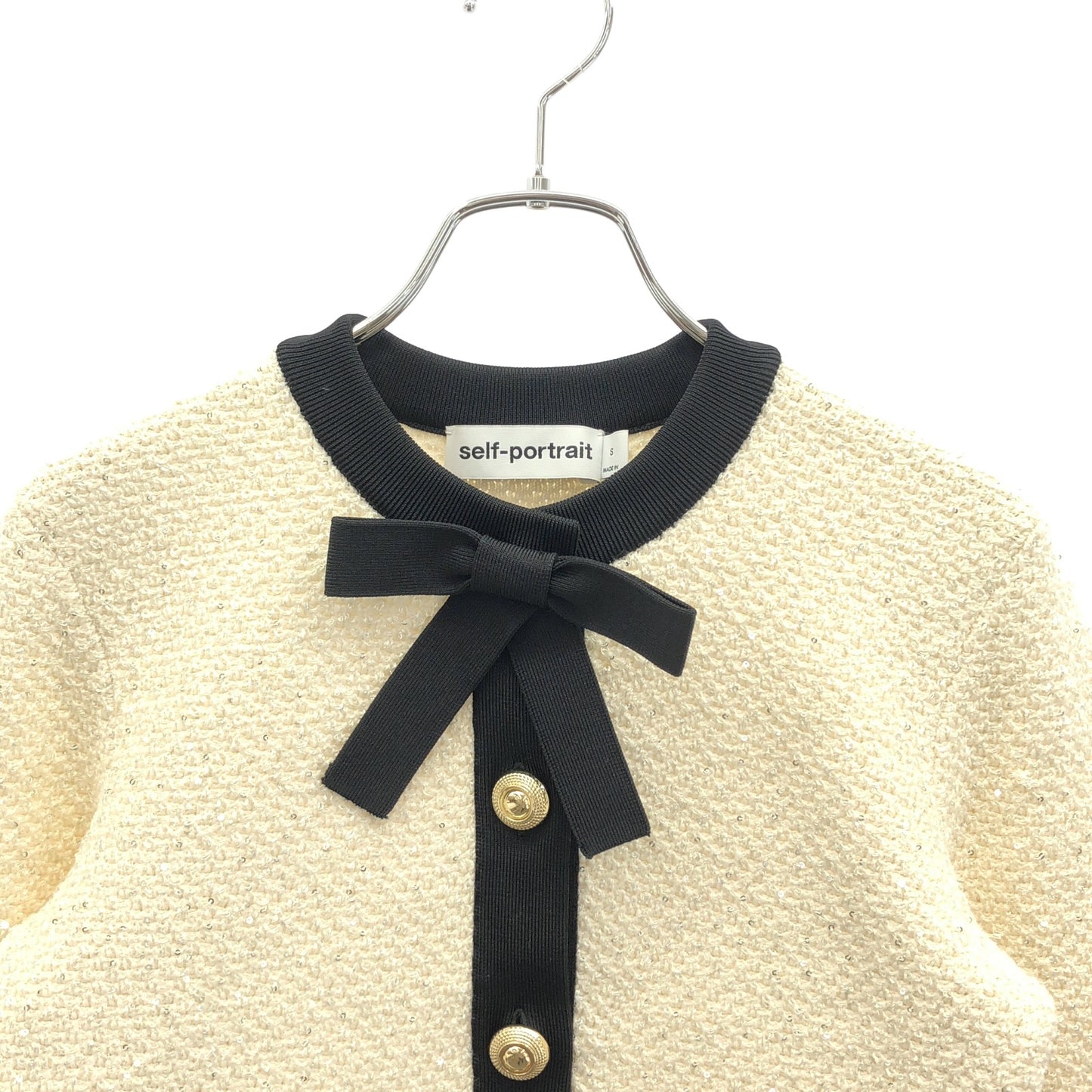 Bow cardigan ジャケット ホワイト ブラック ジャケット コットン ホワイト セルフポートレイト アウター SELFPORTRAIT