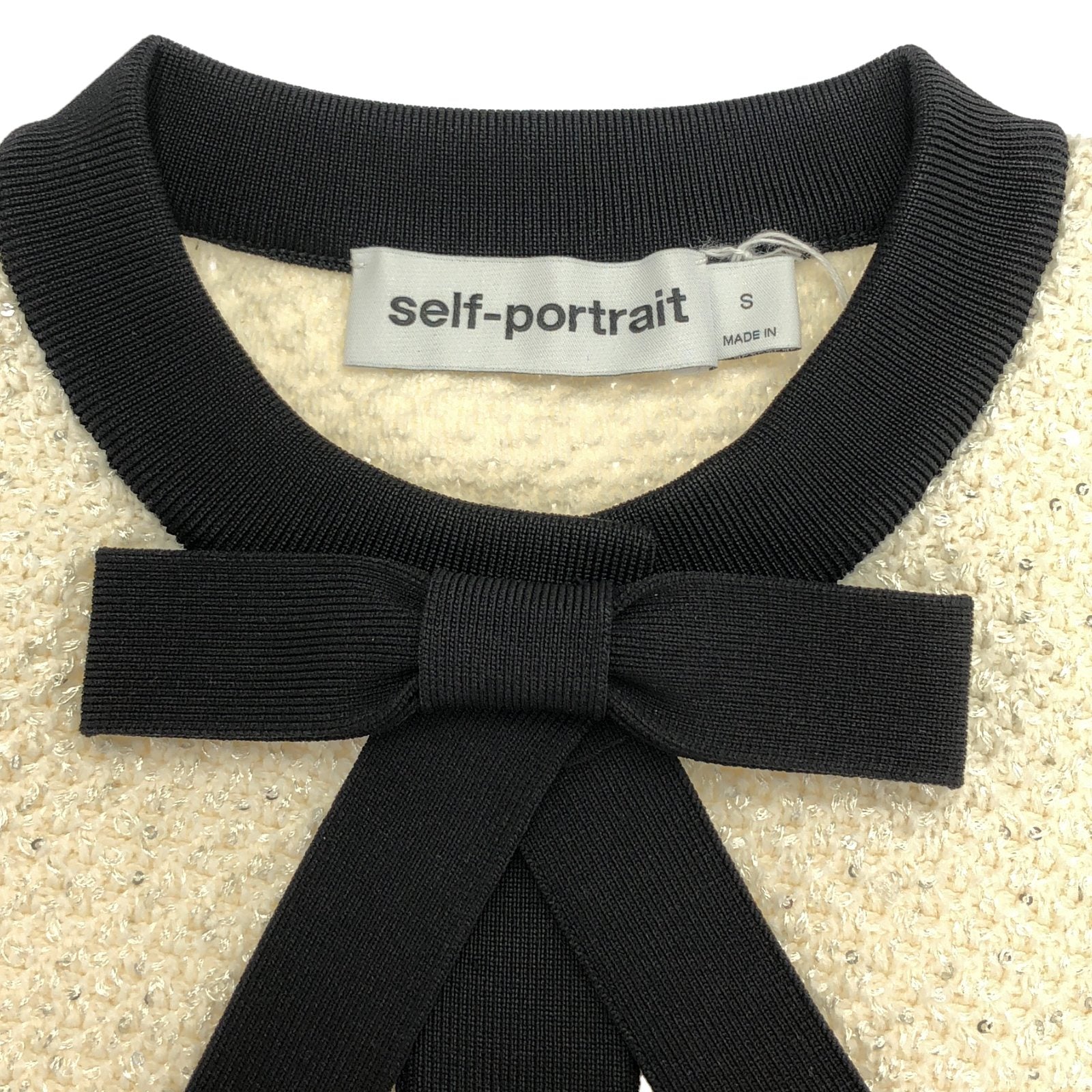 Bow cardigan ジャケット ホワイト ブラック ジャケット コットン ホワイト セルフポートレイト アウター SELFPORTRAIT