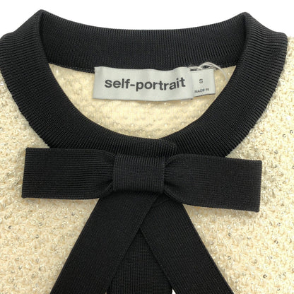 Bow cardigan ジャケット ホワイト ブラック ジャケット コットン ホワイト セルフポートレイト アウター SELFPORTRAIT