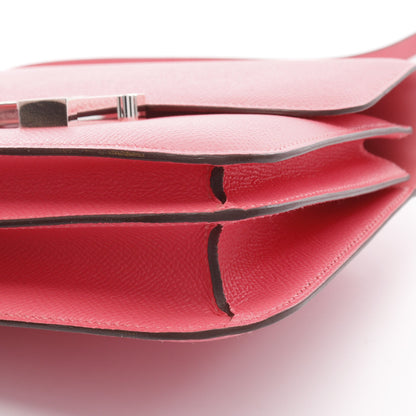 コンスタンス3 ミニ ローズアザレ ショルダーバッグ ヴォーエプソン ピンク シルバー金具 Y刻印 エルメス バッグ HERMES