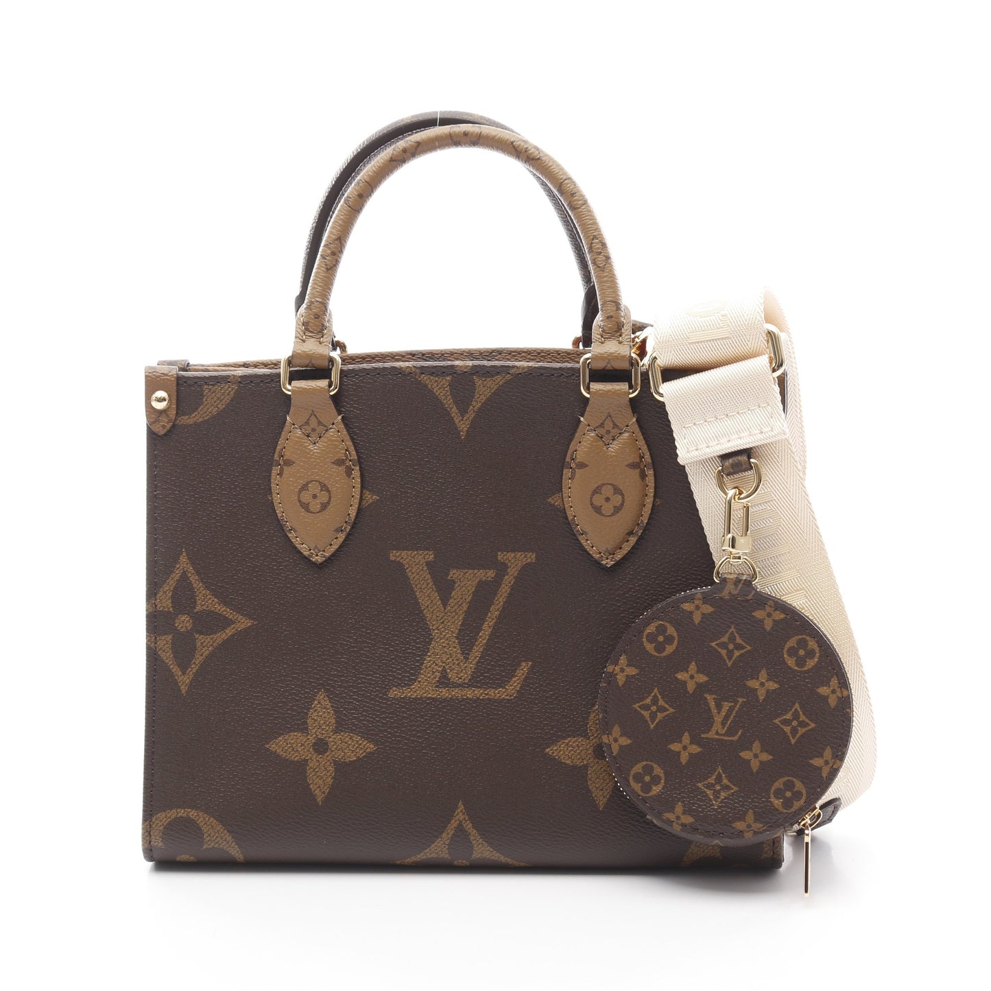 オンザゴーPM モノグラムリバース ハンドバッグ PVC ブラウン ベージュ 2WAY ルイヴィトン バッグ LOUIS VUITTON