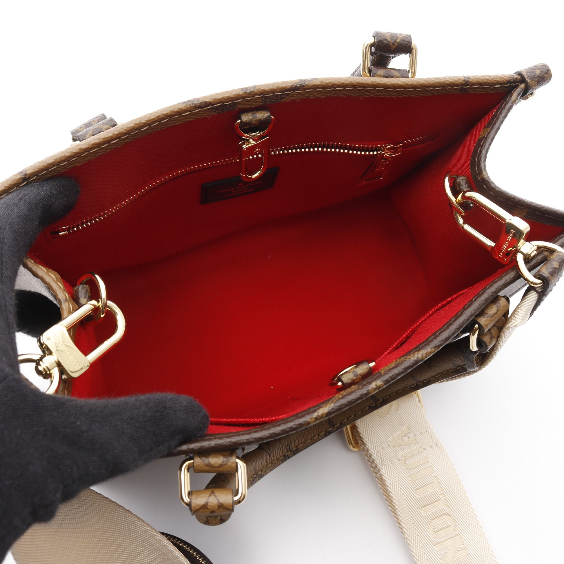 オンザゴーPM モノグラムリバース ハンドバッグ PVC ブラウン ベージュ 2WAY ルイヴィトン バッグ LOUIS VUITTON