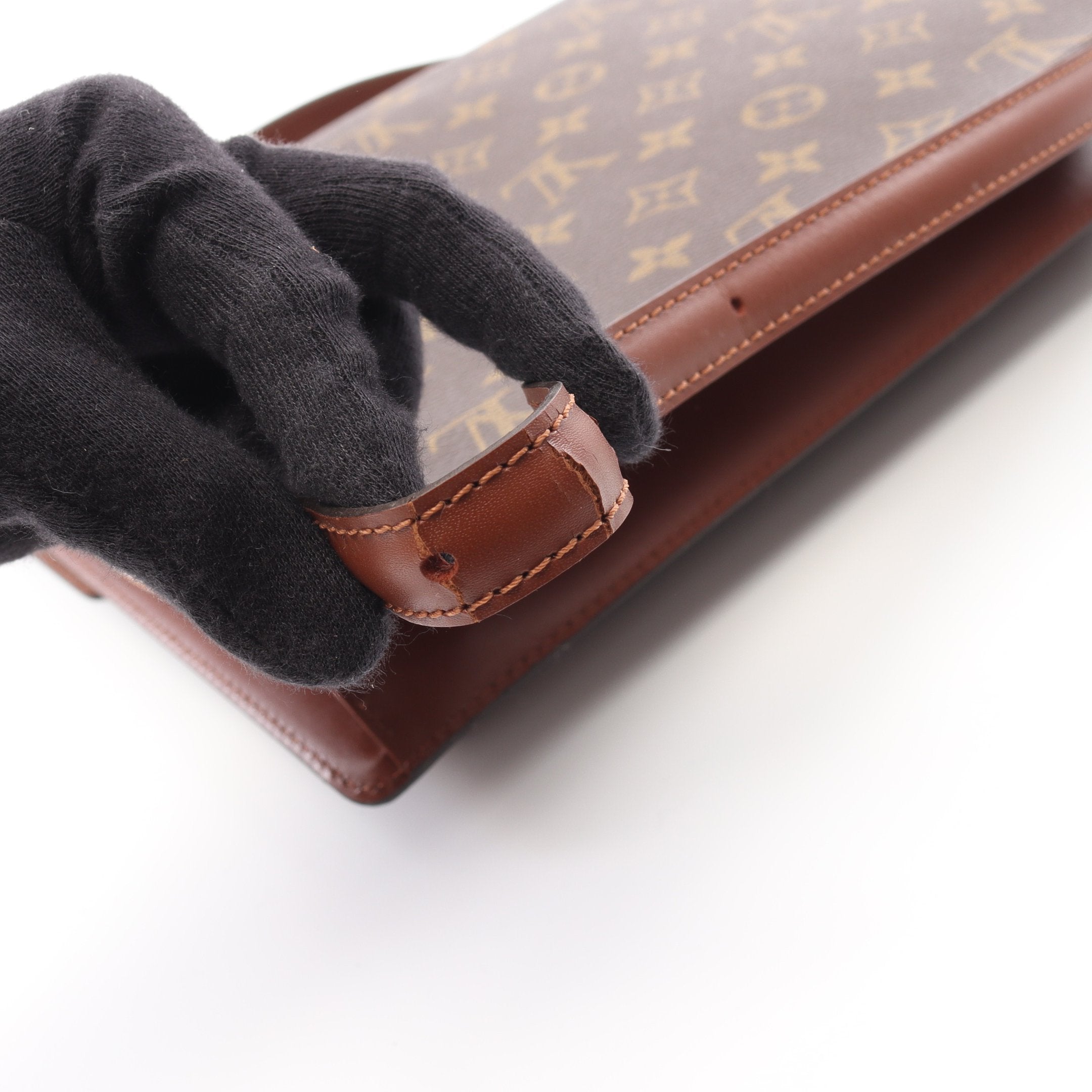 モンソー モノグラム ハンドバッグ PVC レザー ブラウン 2WAY ルイ