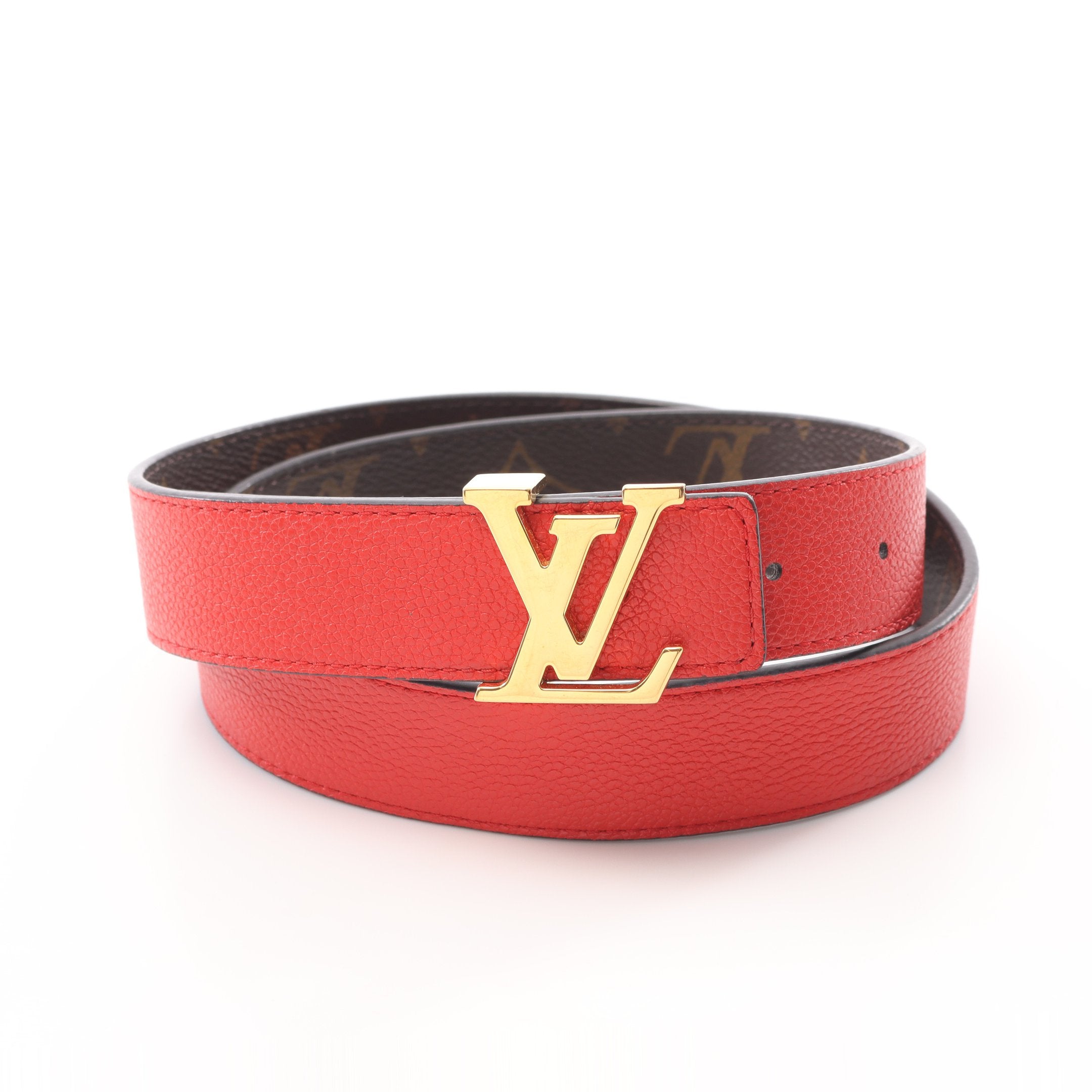 サンチュール LV イニシャル モノグラム 30MM ベルト PVC レザー