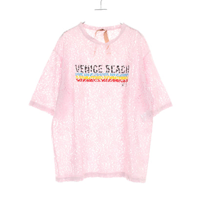 VENICE BEACH レース Tシャツ コットン ナイロン ライトピンク ヌメロヴェントゥーノ トップス N°21