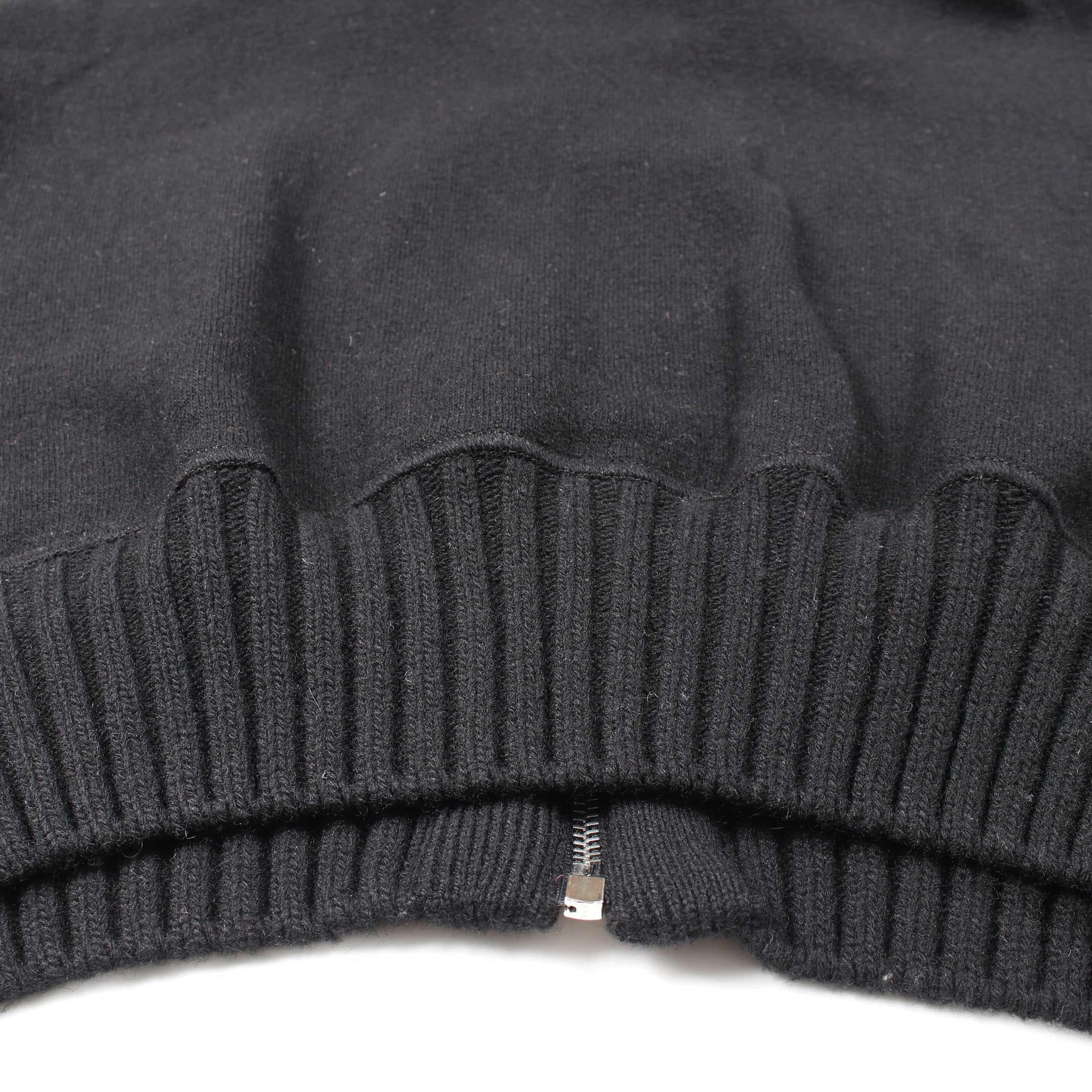 ニットパーカー ジップアップパーカー ウール ナイロン ブラック
