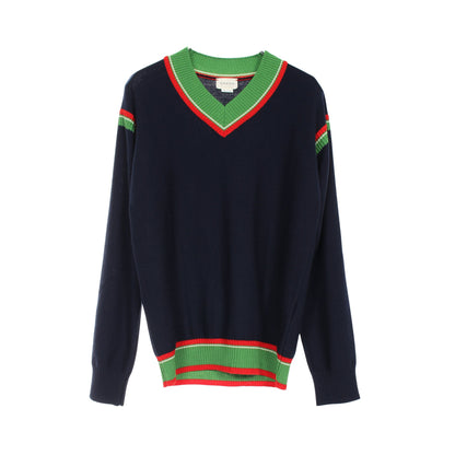シェリーライン ニット Vネック ウール ネイビー グリーン レッド キッズ グッチ トップス GUCCI