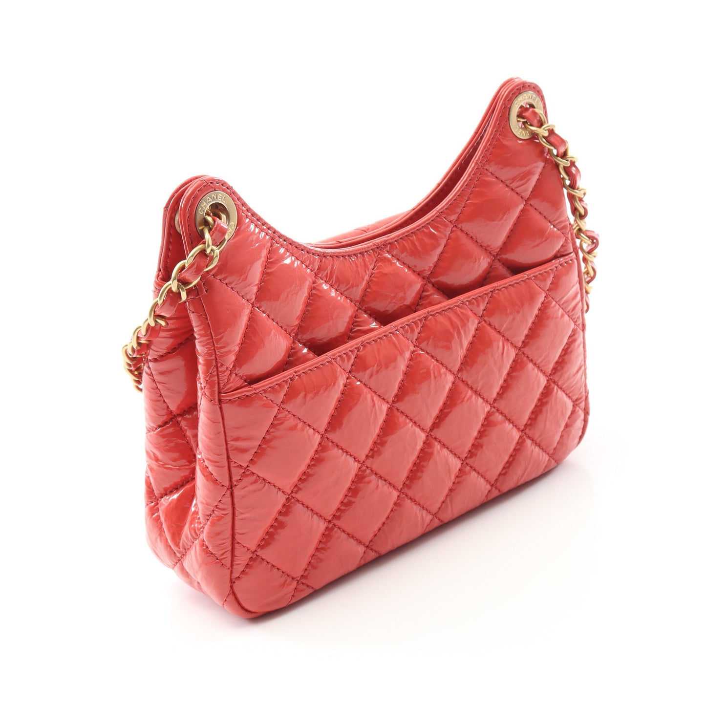 マトラッセ スモールホーボー チェーンショルダーバッグ レザー コーラルピンク ゴールド金具 シャネル バッグ CHANEL