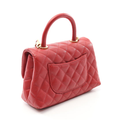 ココハンドル フラップ マトラッセ ハンドバッグ キャビアスキン レッド ゴールド金具 シャネル バッグ CHANEL
