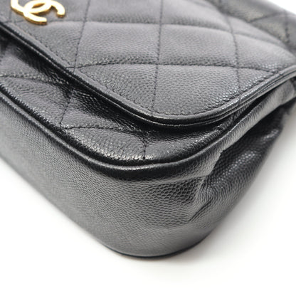マトラッセ チェーンショルダーバッグ キャビアスキン ブラック ゴールド金具 シャネル バッグ CHANEL