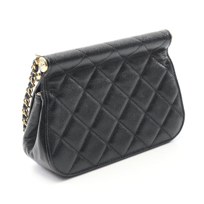 マトラッセ チェーンショルダーバッグ キャビアスキン ブラック ゴールド金具 シャネル バッグ CHANEL