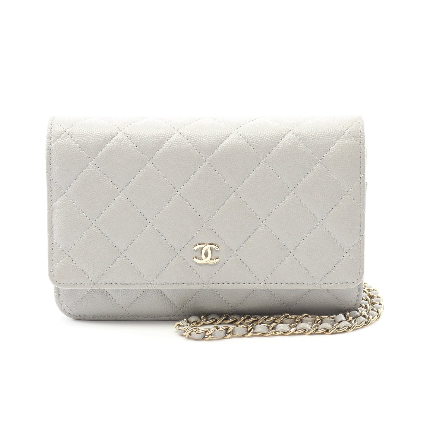 マトラッセ チェーンウォレット キャビアスキン グレー ゴールド金具 シャネル バッグ CHANEL