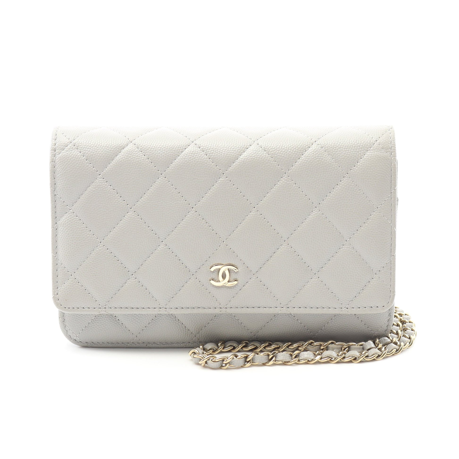マトラッセ チェーンウォレット キャビアスキン グレー ゴールド金具 シャネル バッグ CHANEL