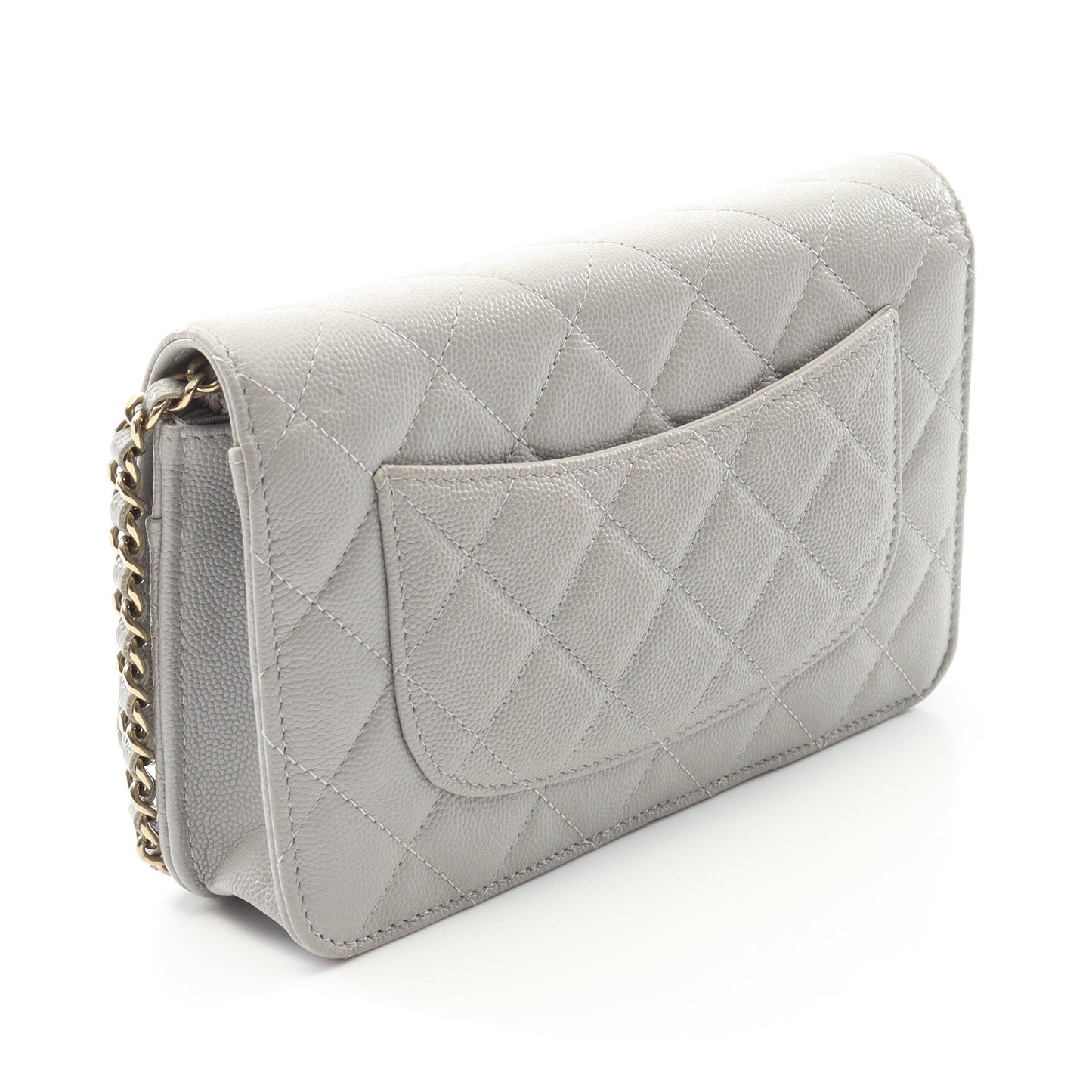 マトラッセ チェーンウォレット キャビアスキン グレー ゴールド金具 シャネル バッグ CHANEL