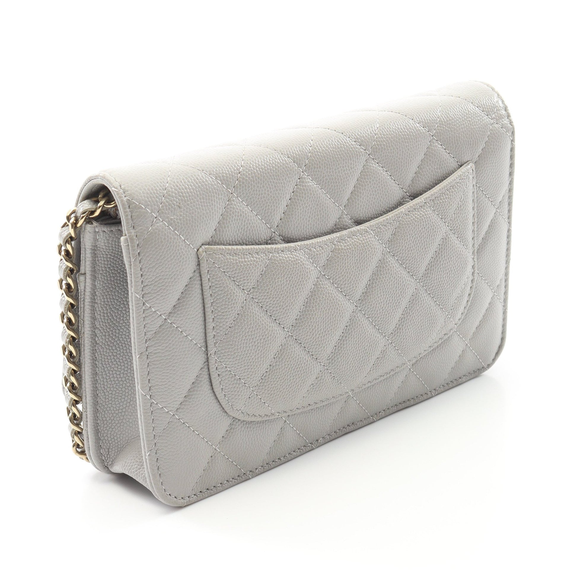 マトラッセ チェーンウォレット キャビアスキン グレー ゴールド金具 シャネル バッグ CHANEL