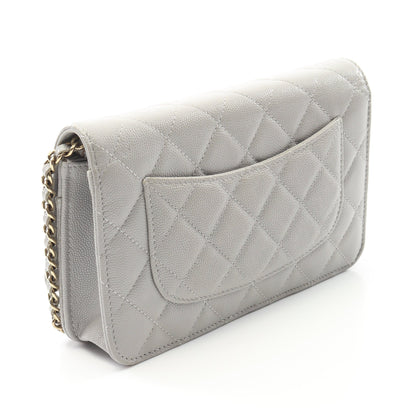 マトラッセ チェーンウォレット キャビアスキン グレー ゴールド金具 シャネル バッグ CHANEL