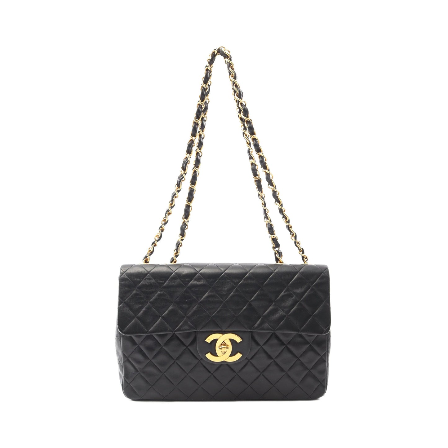 デカマトラッセ34 Wチェーンショルダーバッグ ラムスキン ブラック ゴールド金具 シャネル バッグ CHANEL