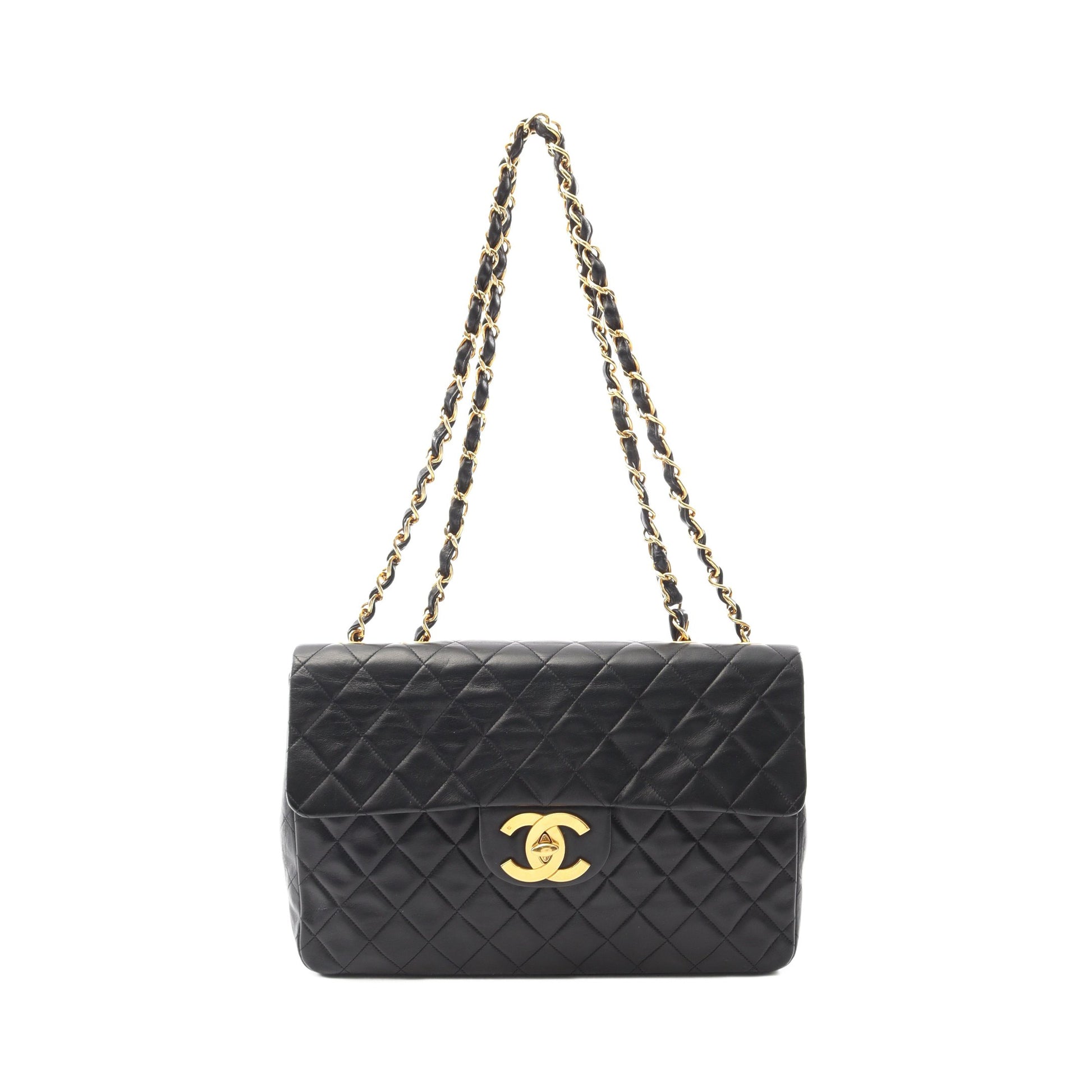 デカマトラッセ34 Wチェーンショルダーバッグ ラムスキン ブラック ゴールド金具 シャネル バッグ CHANEL