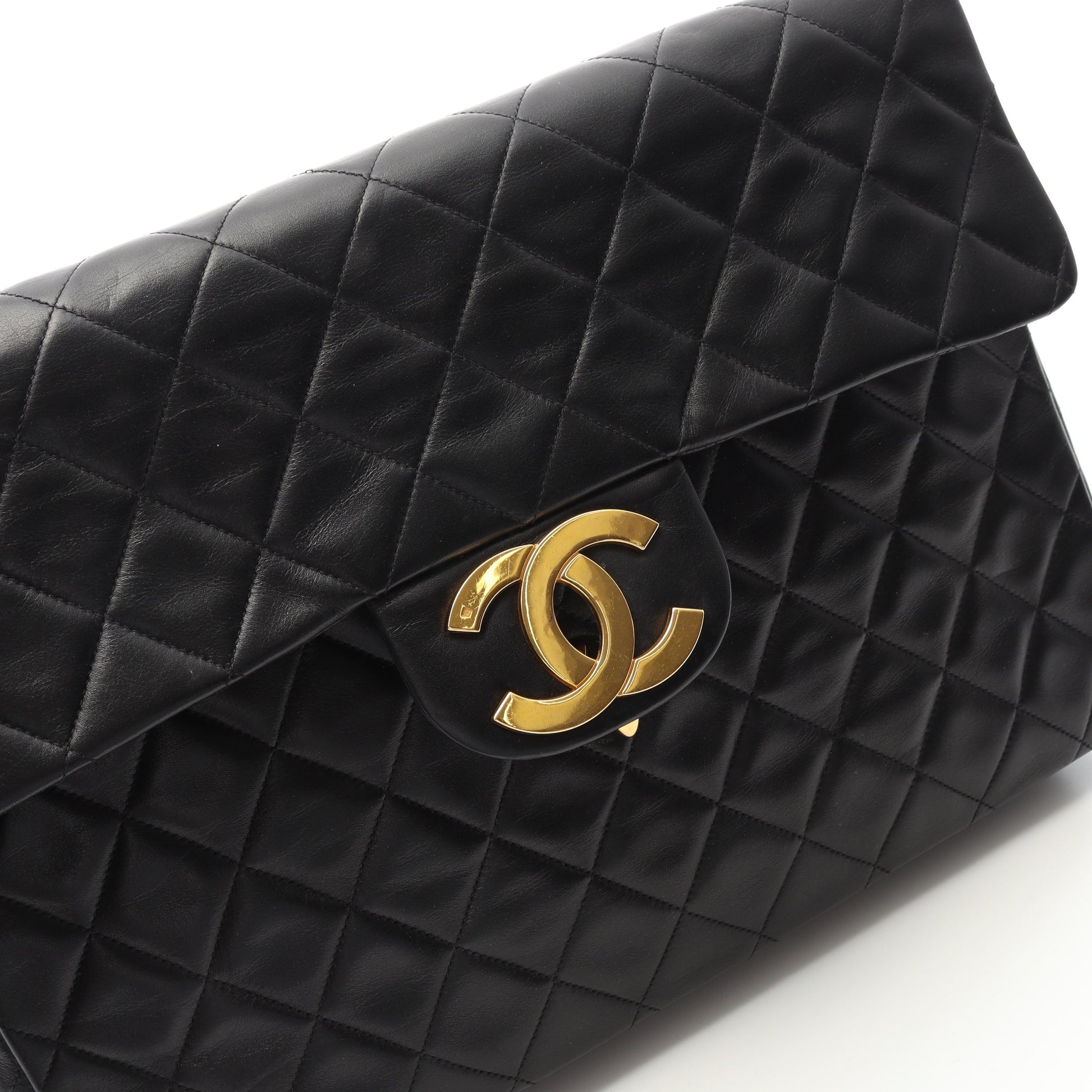 デカマトラッセ34 Wチェーンショルダーバッグ ラムスキン ブラック ゴールド金具 シャネル バッグ CHANEL