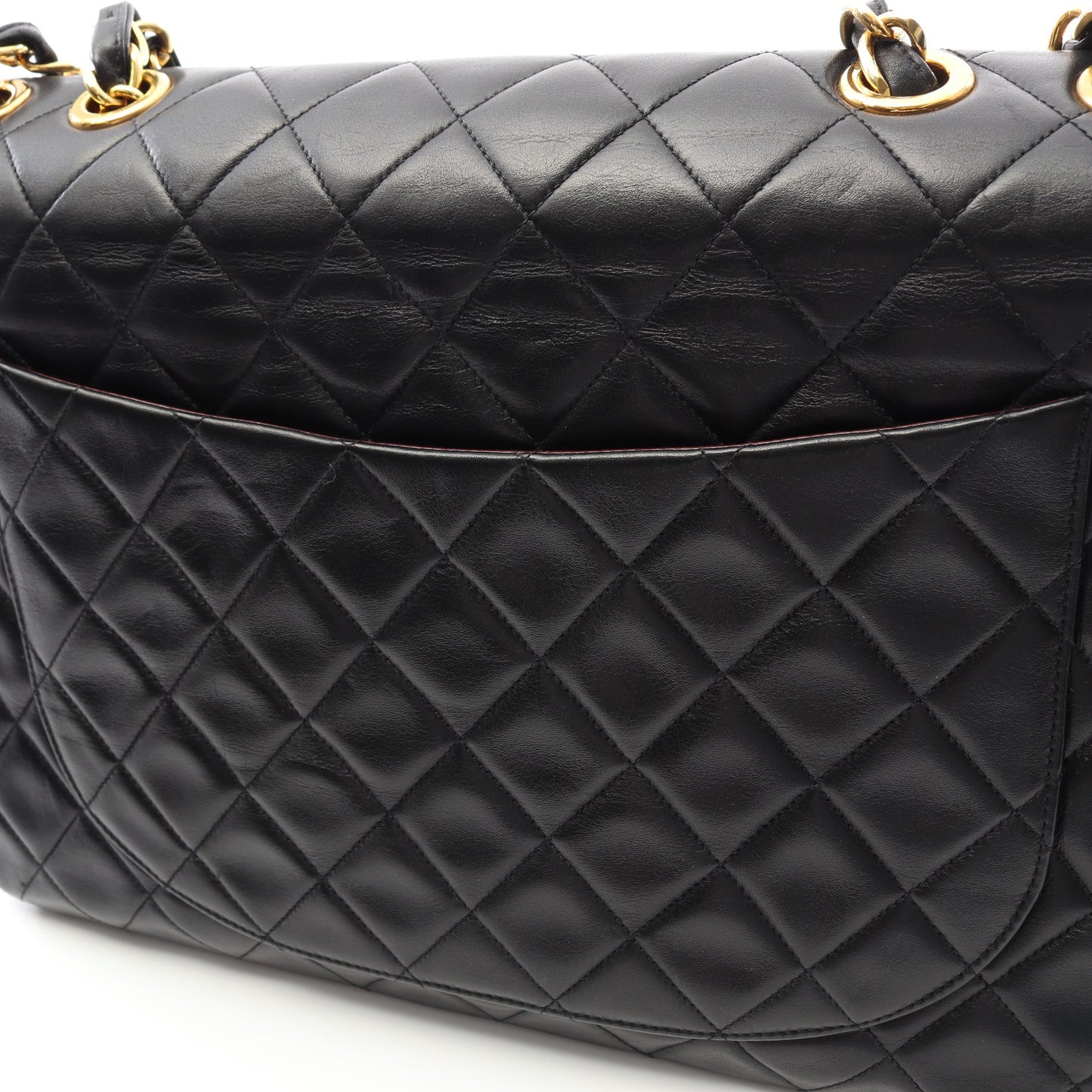 デカマトラッセ34 Wチェーンショルダーバッグ ラムスキン ブラック ゴールド金具 シャネル バッグ CHANEL