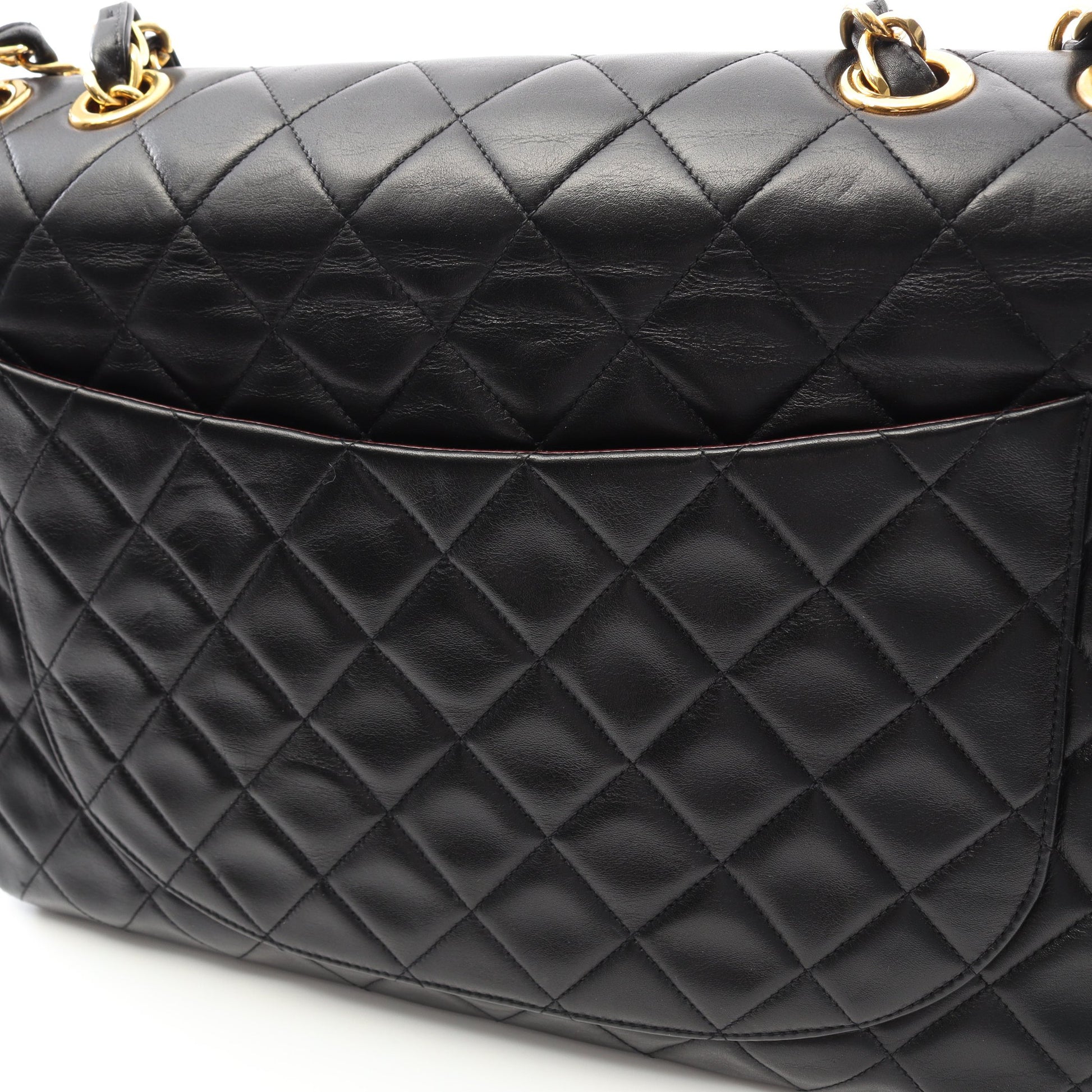 デカマトラッセ34 Wチェーンショルダーバッグ ラムスキン ブラック ゴールド金具 シャネル バッグ CHANEL