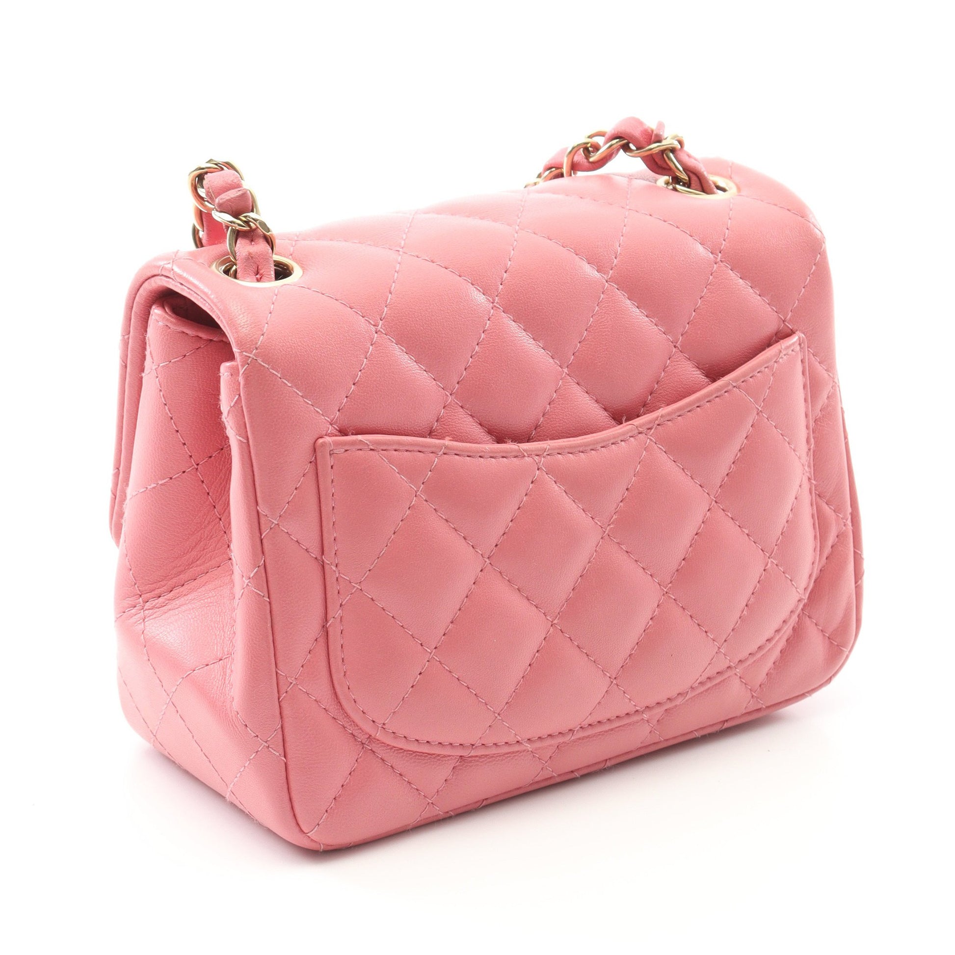 ミニマトラッセ チェーンショルダーバッグ ラムスキン ピンク ゴールド金具 シャネル バッグ CHANEL