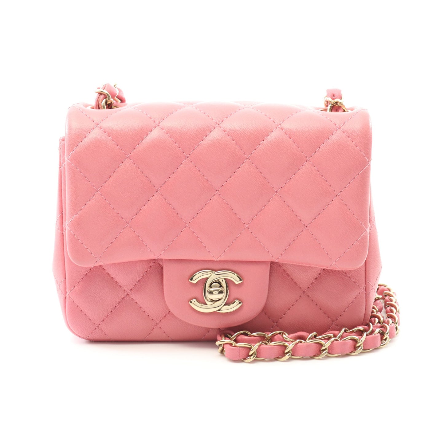 ミニマトラッセ チェーンショルダーバッグ ラムスキン ピンク ゴールド金具 シャネル バッグ CHANEL