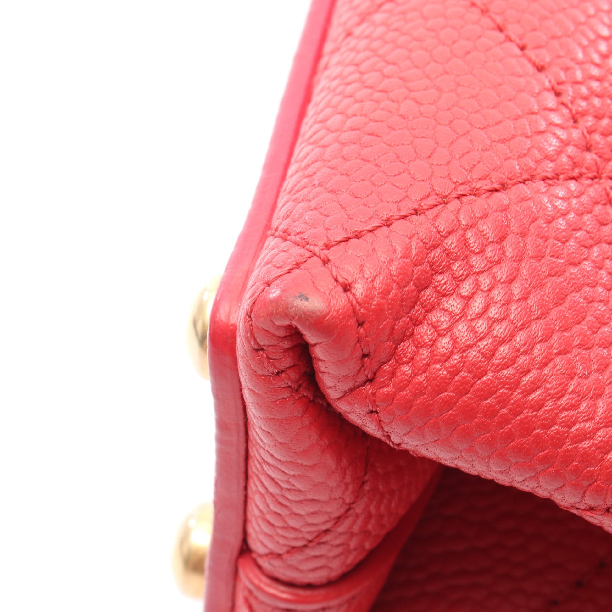 マトラッセ トップハンドル チェーンショルダーバッグ キャビアスキン レッド ゴールド金具 シャネル バッグ CHANEL