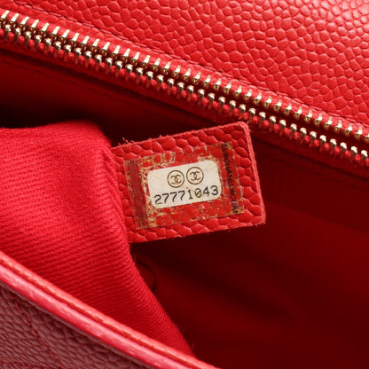マトラッセ トップハンドル チェーンショルダーバッグ キャビアスキン レッド ゴールド金具 シャネル バッグ CHANEL