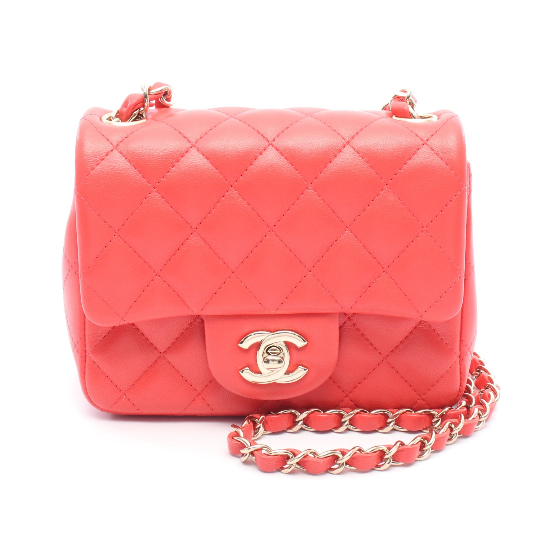 ミニマトラッセ チェーンショルダーバッグ レザー ピンクレッド ゴールド金具 シャネル バッグ CHANEL