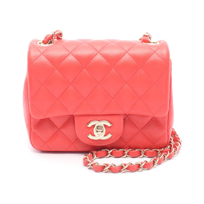 ミニマトラッセ チェーンショルダーバッグ レザー ピンクレッド ゴールド金具 シャネル バッグ CHANEL