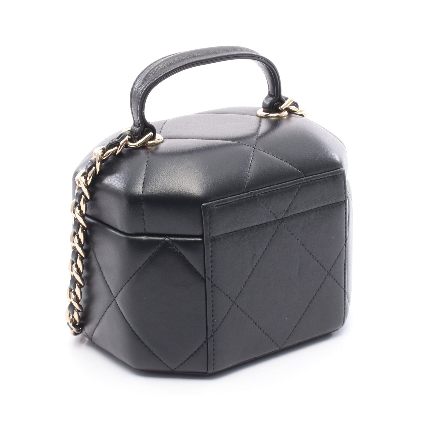 マトラッセ スモールバニティ チェーンショルダーバッグ レザー ブラック ゴールド金具 2WAY シャネル バッグ CHANEL