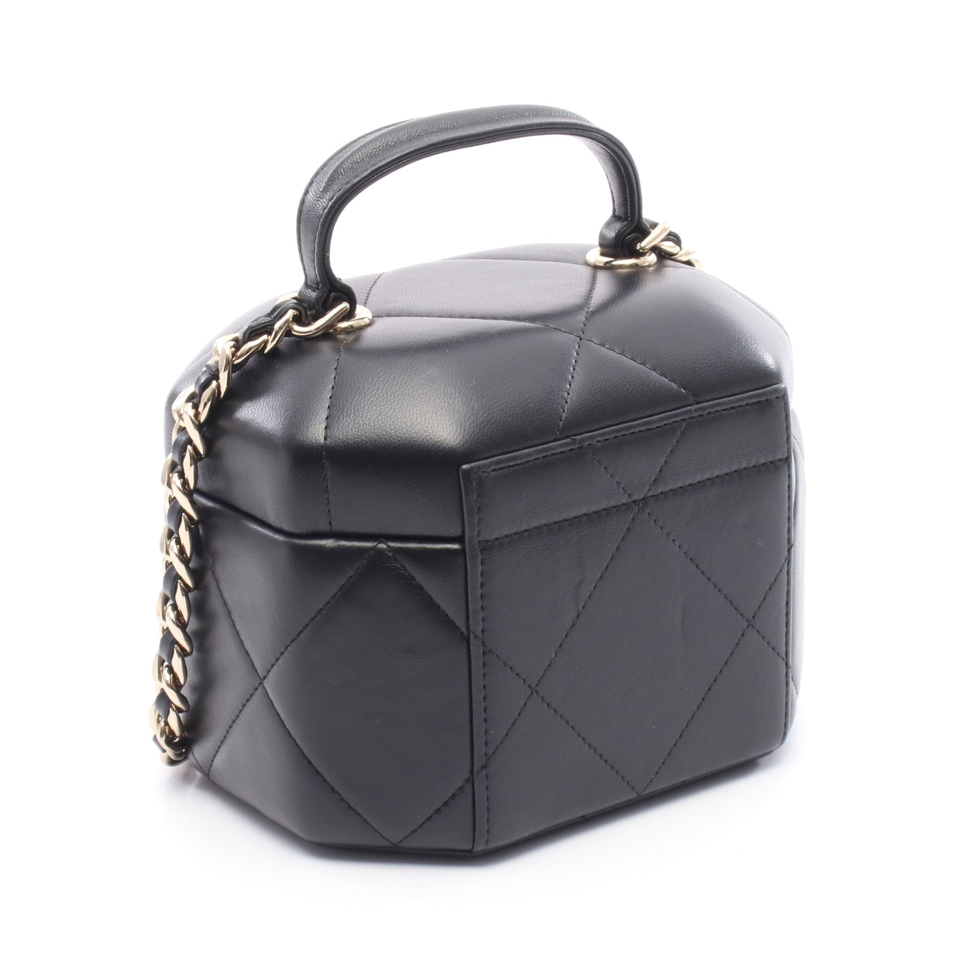 マトラッセ スモールバニティ チェーンショルダーバッグ レザー ブラック ゴールド金具 2WAY シャネル バッグ CHANEL