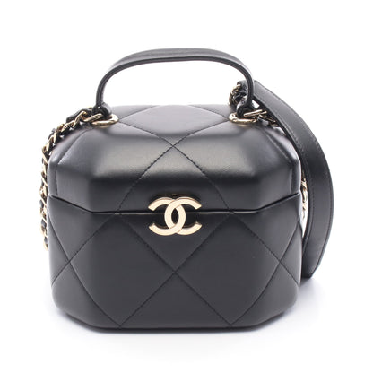 マトラッセ スモールバニティ チェーンショルダーバッグ レザー ブラック ゴールド金具 2WAY シャネル バッグ CHANEL
