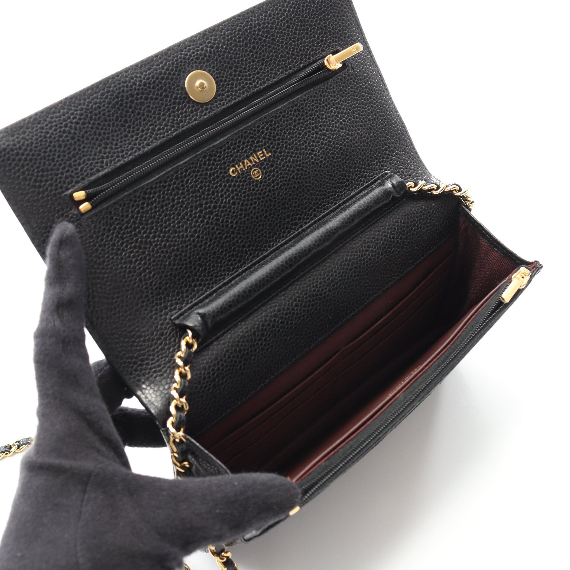 マトラッセ チェーンウォレット キャビアスキン ブラック ゴールド金具 シャネル バッグ CHANEL