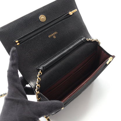 マトラッセ チェーンウォレット キャビアスキン ブラック ゴールド金具 シャネル バッグ CHANEL
