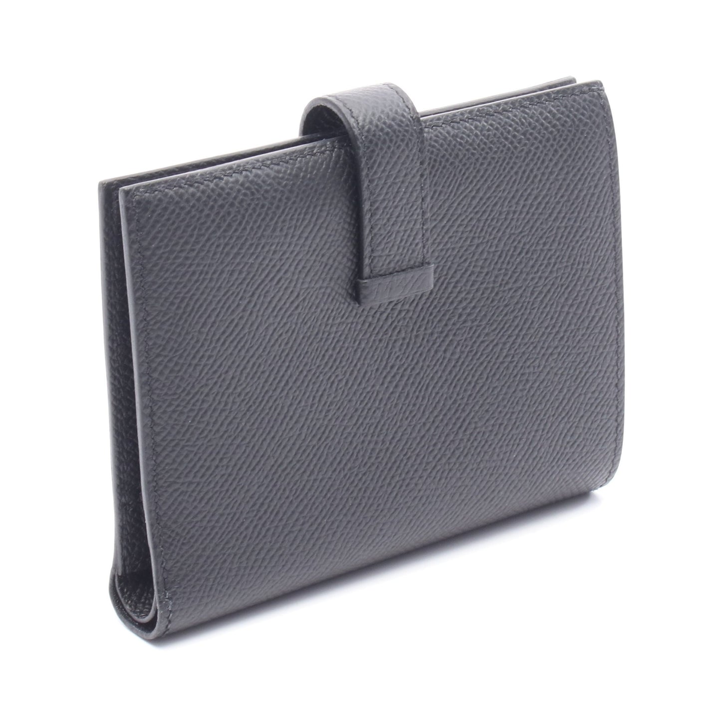 ベアンコンパクト 二つ折り財布 ヴォーエプソン ブラック ゴールド金具 W刻印 エルメス 財布・小物 HERMES