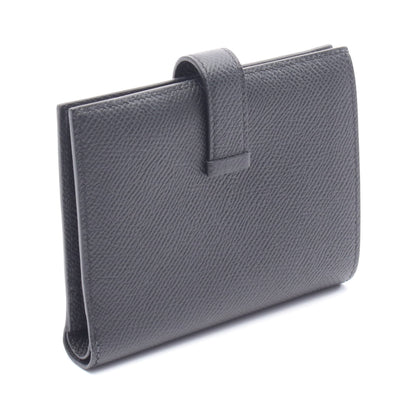 ベアンコンパクト 二つ折り財布 ヴォーエプソン ブラック ゴールド金具 W刻印 エルメス 財布・小物 HERMES